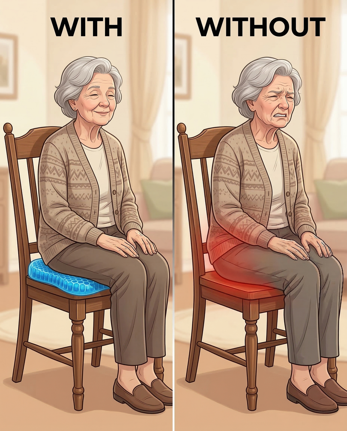 With honeycomb cushion vs without